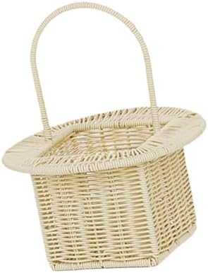 Storage Basket Organizer for Dining Table with Handle Multifunctional Picnic Basket, Beige Round by Unknown