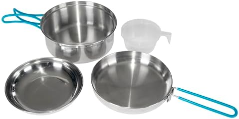 Stansport Stainless Steel Camping Cookware Set – Durable Nesting Mess Kit for Backpacking, Hiking & Outdoor Cooking – Compact Portable Pot & Pan with Carry Bag – Multiple Sizes for Family to Solo Use by Stansport