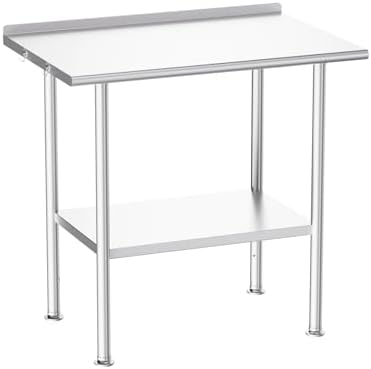 Atelicf NSF Stainless Steel Prep Table 24X36 inch with Backsplash by Atelicf