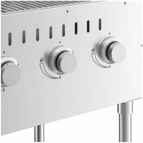 Commercial Stainless Steel Outdoor Liquid Propane Grill with Dual Roll Dome Lids, 60" Cooking Surface, 8 Burners, 128,000 BTU, for Restaurant Patio, Resort, Catering, Outdoor Kitchen, Hotel - Image 4