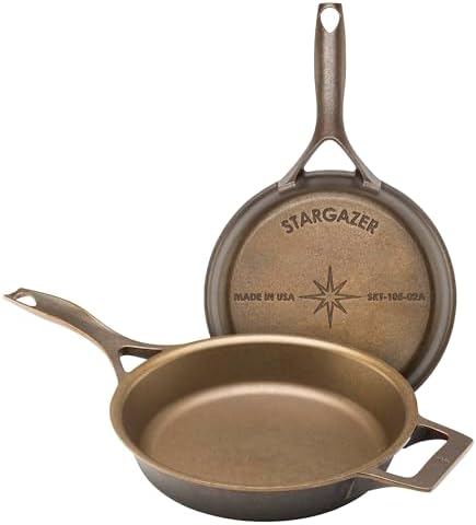 Stargazer 10.5-Inch Cast Iron Skillet | Made in USA, Seasoned, Premium Frying Pan for Grilling, Searing, Baking & More – Durable Cast Iron with Smooth Cooking Surface by Stargazer