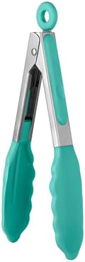 U-Taste Kitchen Tong for Cooking, 600ºF Heat-Resistant Silicon, 7"/Aqua Sky by U-Taste