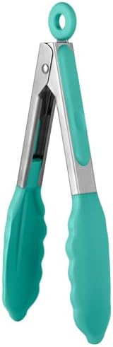 U-Taste Kitchen Tong for Cooking, 600ºF Heat-Resistant Silicon, 7"/Aqua Sky by U-Taste
