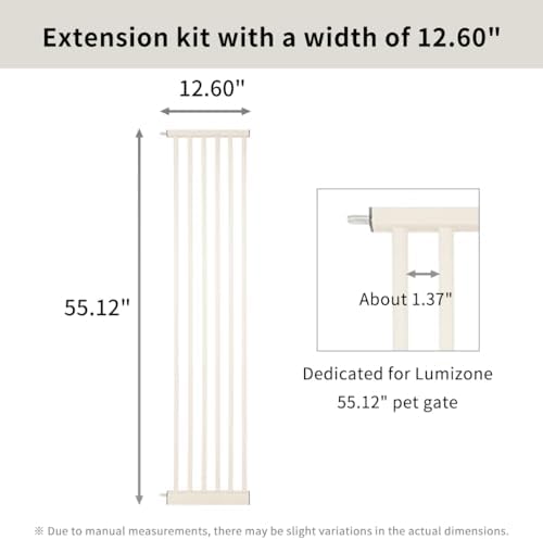 Lumizone 55.12" Extra Tall Pet Gate Extension Kit 12.6" Wide Cream - Image 2
