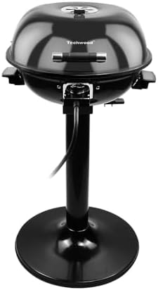 Techwood 1600W Indoor Outdoor Electric Grill, Electric BBQ Grill, Portable Removable Stand Grill, Black by Techwood