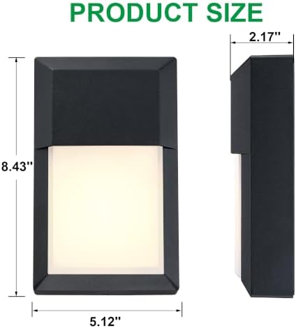 LIT-PaTH Outdoor Wall Light Fixture, Aluminum, LED 3000K, Black, 2 Pack - Image 4