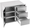 28x19.7x22in Outdoor Kitchen Cabinets, Triple Stainless Steel Drawers, 304 Stainless Steel Outdoor Kitchen Cabinets, Outdoor Kitchen Drawers Combo Cabinet for Patio Grill Station & Outdoor Cooking by Unknown