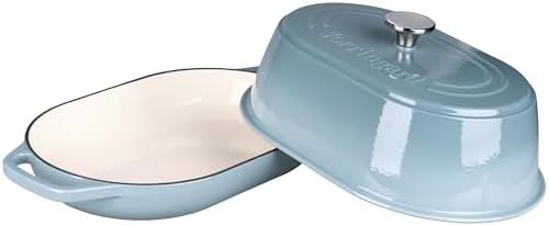VORRINGARD Enameled Cast Iron Dutch Oven Pot with Dome Lid, Oval Bread Oven for Homemade Sourdough Bread Baking, Oven Safe up to 500°F, 6 Quart, Sea Salt - Image 7