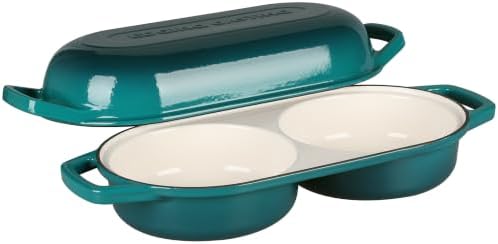 EDGING CASTING Enameled Cast Iron Double Bread Dutch Oven, Darkcyan - Image 5