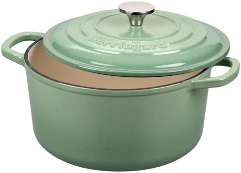 VORRINGARD Enameled Cast Iron Dutch Oven Pot with Lid, for Sourdough Bread Baking, Round Dutch Ovens, 4.5 Quart, Sage Green - Image 4