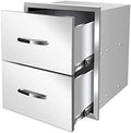 Outdoor Kitchen Drawers Stainless Steel 3-Drawer BBQ Drawer Enclosed Built-in Drawer Flush Mount For Outdoor Kitchens & BBQ Islands,18Wx23Dx23H-2L by RIGMEC