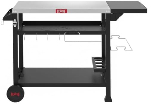 Feasto Grill Cart, 40x26 Inch Outdoor BBQ Cart with Foldable Side Shelf by Idealforcook