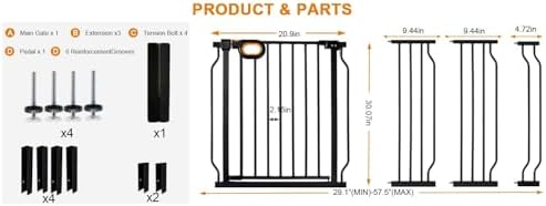 29.1-57.5 Inch Baby Gates Extra Wide with Door for Stairs Doorways - Image 5