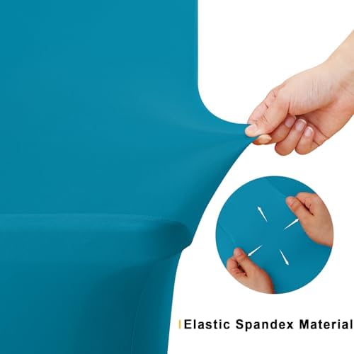 Smiry 2 Pack Spandex Table Cloth 6FT, Elastic Fitted Teal Tablecloth - Image 4