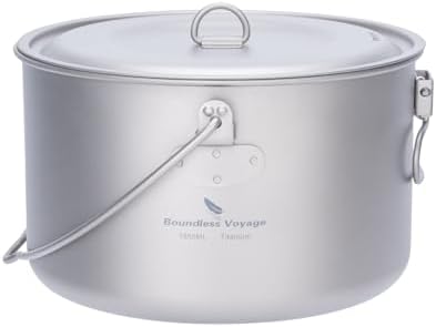 iBasingo 1950ml (65.9oz) Titanium Camping Bail Handle Pot Ti2044C by iBasingo