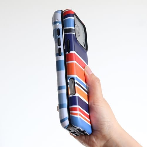 for iPhone 18 Pro Max Case, Magnetic Matte Frosted Dual-Layer Striped Phone Case for Women, Retro Aesthetic Cover Compatible with MagSafe Accessories - Lavender Mist - Image 3