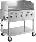 Commercial Stainless Steel Outdoor Liquid Propane Grill with Wind Guard, 36" Cooking Surface, 5 Burners, 80,000 BTU, for Restaurant Patio, Resort, Catering, Outdoor Kitchen, Hotel by Krollen+Industrial