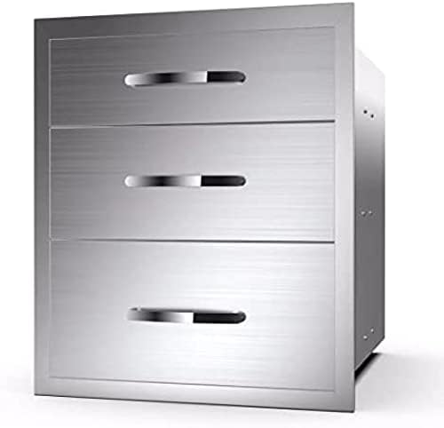 AHLOKI Stainless Steel with Chrome Handle BBQ Island Drawers for Outdoor Kitchen Or Grill Station,20Wx23Dx27H by RIGMEC