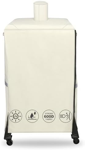 QuliMetal Vertical Smoker Cover for Pit Boss 4/5/7 Series Vertical Smokers, PBV4PS1, PBV5PW1, PBV4PS2, PBV5P1, 600D Waterproof Fade Resistant Grill Cover with Zipper Design for Pitboss 73550, Beige by QuliMetal