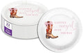 Birthday Galore Pink Bows Cowgirl on The Way Baby Shower - 32 Piece Disposable Party Supplies - Baby Shower Decorations - Round Party Plates - Large 9" Paper Plates In Bulk by BirthdayGalore