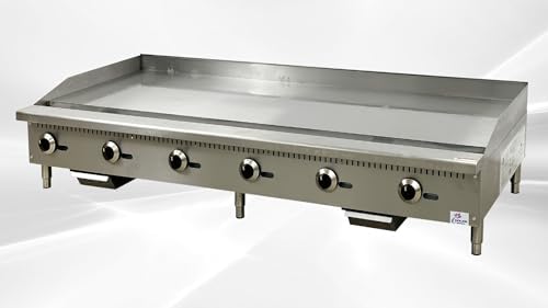 Commercial Griddle 72" Countertop Natural Gas - 180000 BTU ETL TC-G72-H by Coolerdepot