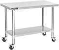 DuraSteel 24x48 NSF Stainless Steel Cart - Heavy Duty Food Prep Table with Undershelf - Rolling Kitchen Island on Wheels for Commercial Restaurant Kitchen, Garage, Outdoor Cooking, BBQ Grill, Counter by DuraSteel