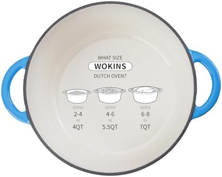 Enameled Cast Iron Round Dutch Oven -4QT Pot With Lid,Blue - Image 2
