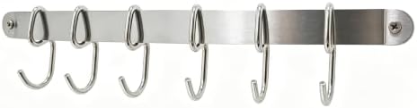 17" Kitchen Utensil Rack Wall Mounted Hanging Rail with 6 Hooks - Image 4