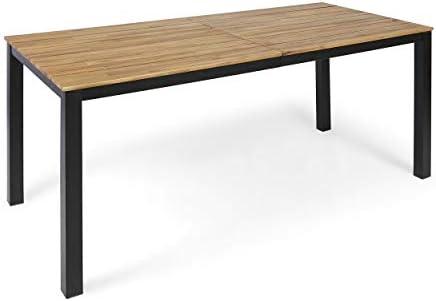 Christopher Knight Home Zak Outdoor 71" Acacia Wood Dining Table, Teak Finish, Black by ChristopherKnightHome