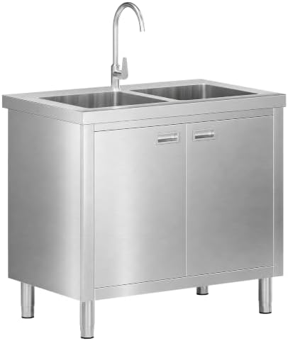 Jocisland 38 x 24 x 34 Inch Stainless Steel Utility Sink with Cabinet by Jocisland