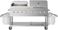 60 in. 8-Burner Commercial Outdoor Propane Gas Grill With 30 in. Roll Dome Cover and 30 in. Pizza Oven in Stainless-Steel, ETL Listed (CGKIT6-D30P30) by KoolMore