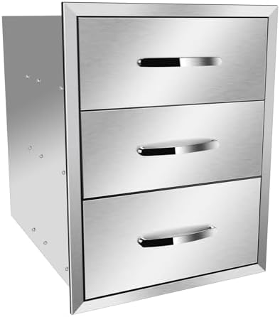 Outdoor Kitchen Drawers, Triple BBQ Drawers Stainless Steel Built-in Drawer For Outdoor Kitchen Island, Patio Grill Station,Three Drawers - Image 7