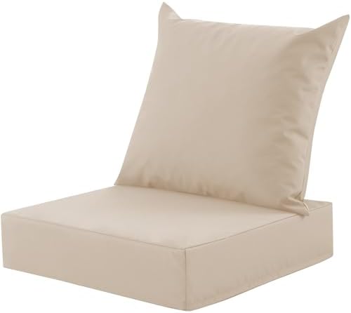 Outdoor Deep Seat Cushion Set, 24x24 Inch, Beige, Set of 1 by MuaMelop