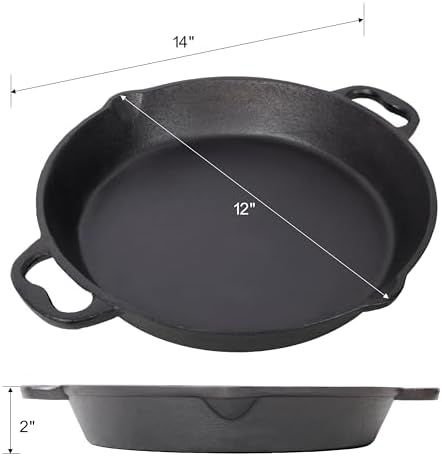 Pre-Seasoned Cast Iron Skillet Frying Pan with Dual Assist Handles, 12 Inch Pancakes Pan, Uses in the Oven, on the Stove, on the Grill, or Over a Campfire (12-Inch) - Image 3