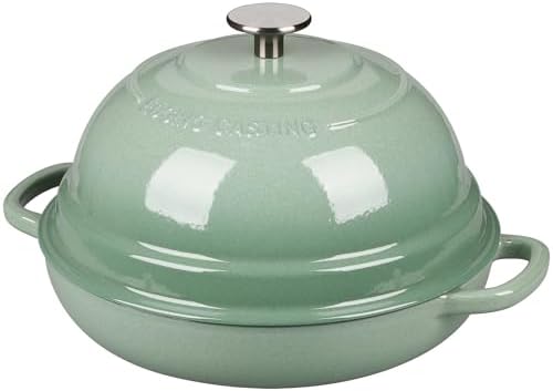EDGING CASTING Enameled Cast Iron Dutch Oven Pot with Lid, Round Bread Oven for Homemade Sourdough Bread Baking, 6 Quart, Sage Green - Image 3