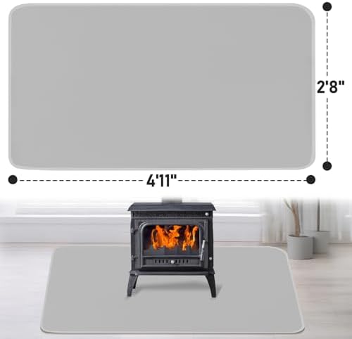 Fireproof Fireplace Rug for Home Protection, 4'11'' x 2'8'' x 0.04'', Grey - Image 2