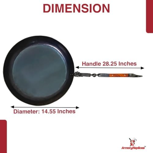Armory Replicas™ Convenient Company Heavy Duty Folding Frying Pan – Hand-Forged Large 14.55" Outdoor Cookware with Walnut Handle - Image 2