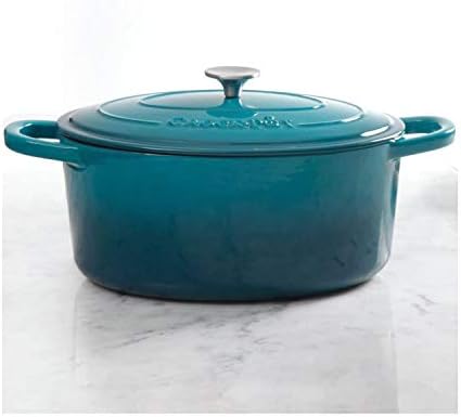 Crock-Pot Artisan 7-Quart Oval Enameled Cast Iron Dutch Oven – Teal Ombre, Durable Cookware for Slow Cooking, Roasting, Baking with Lid - Image 2