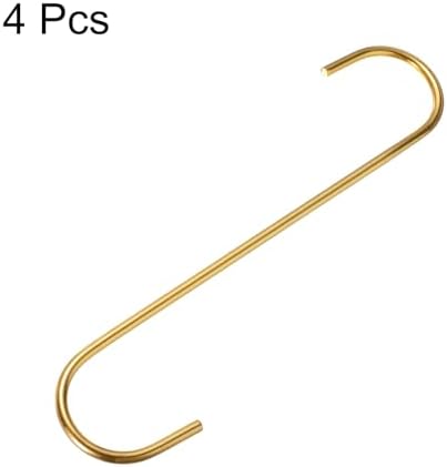 HARFINGTON 4pcs Long S Hooks 8 Inch Extra Long Metal S-Shaped Hanging Hooks High Manganese Steel S Hanger Storage Organizing Tool for Kitchen Garden Bathroom Garage Closet, Gold Tone - Image 3