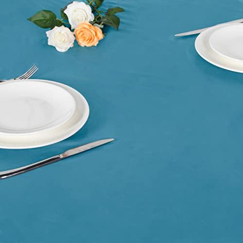 LUSHVIDA Round Tablecloth, Fitted Table Cloth for 36"-44" Tables, Teal - Image 6