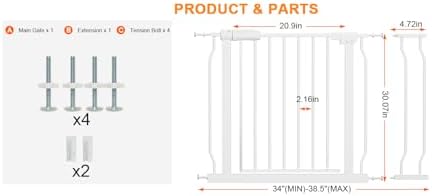 34 to 38.5 Inch Wide Baby Gate for Stairs Doorways - Image 2