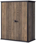 Signature Collection Vertical Outdoor Storage Shed, Weather-Resistant Resin Storage Cabinet with Double Doors & Heavy-Duty Floor, Walnut by Unknown