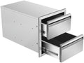 Outdoor Kitchen Drawers Double BBQ Drawers Stainless Steel Built-in Drawer 14" W x 15" H x 23" D for Outdoor Kitchen Island Patio Grill Station by Unknown