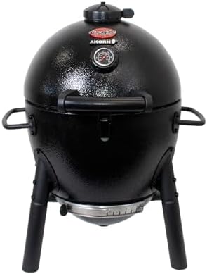 Char-Griller AKORN Jr. Portable Kamado Charcoal Grill and Smoker, Triple-Wall Insulated Steel with Cast Iron Grates and Locking Lid, 155 Sq. In. Cooking Area, Black by Char-Griller