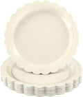 NatNarr 30 Pk Ivory Paper Plates 9" Disposable Scalloped Cream Beige Plates by NatNarr