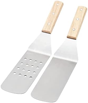 Amazon Basics 4-Piece Stainless Steel BBQ Grilling Tool Set for Outdoor Cooking, Griddle Spatula, Heat Resistant, Dishwasher Safe, Silver - Image 2