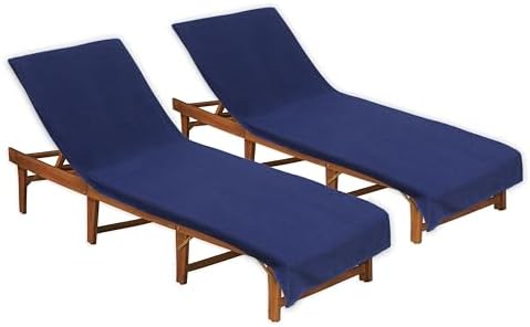 COTTON CRAFT Pool Lounge Chair Cover - 2 Pack Euro Spa Waffle Weave - Navy by COTTONCRAFT