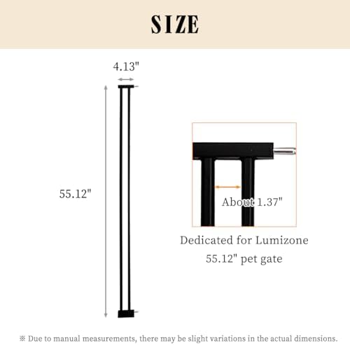 Lumizone 55.12" Extra Tall Pet Gate Extension Kit 4.13" Wide Black - Image 2