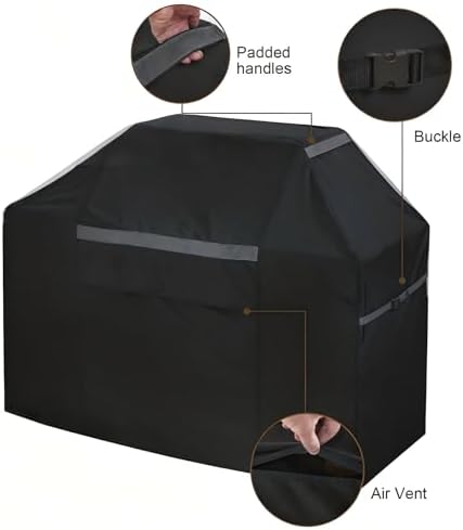 600D Heavy Duty 82 Inch Grill Cover - Waterproof Weatherproof UV & Fade Resistant, Oversize Outdoor Barbecue Smoker Black Cover for Patio - Image 3