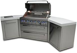 Mont Alpi Premium Stainless Steel U-shaped 110"W Modular Outdoor Kitchen Island with Infrared Side and Rotisserie Burner + 44"W 6-Burner BBQ Grill + Granite Countertops + Storage Cabinets & Drawers - Image 7